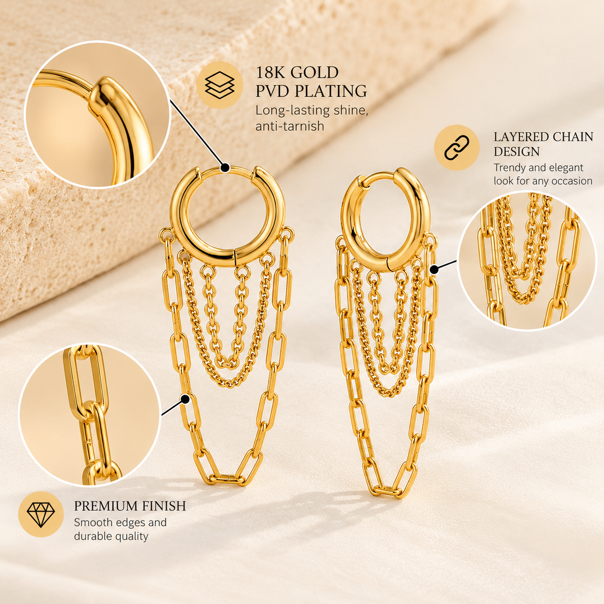 Chainfall Hoops Earrings