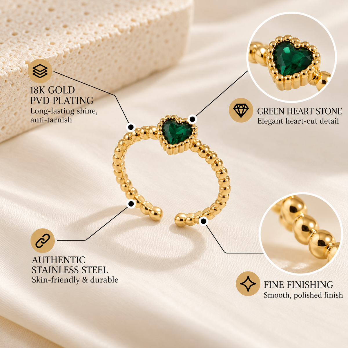 Emerald Heart Ring