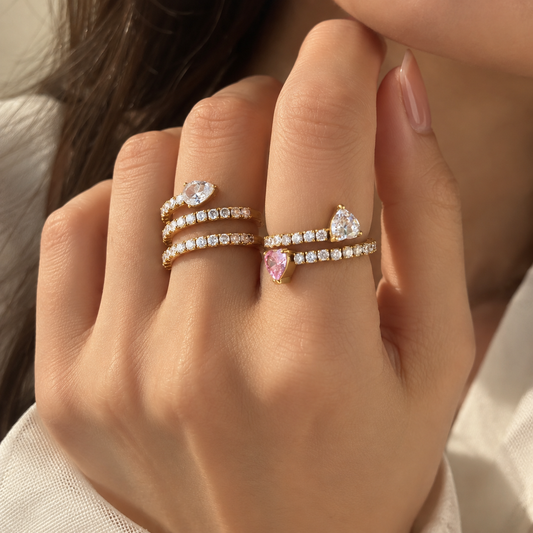 Rosé Heart Duo Ring