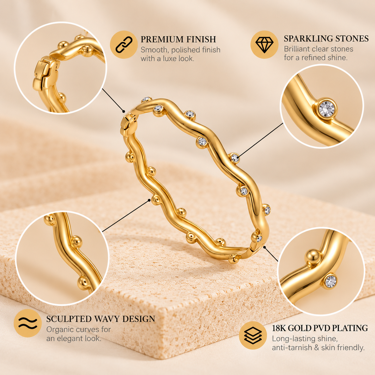 Sculpt Wave Bracelet