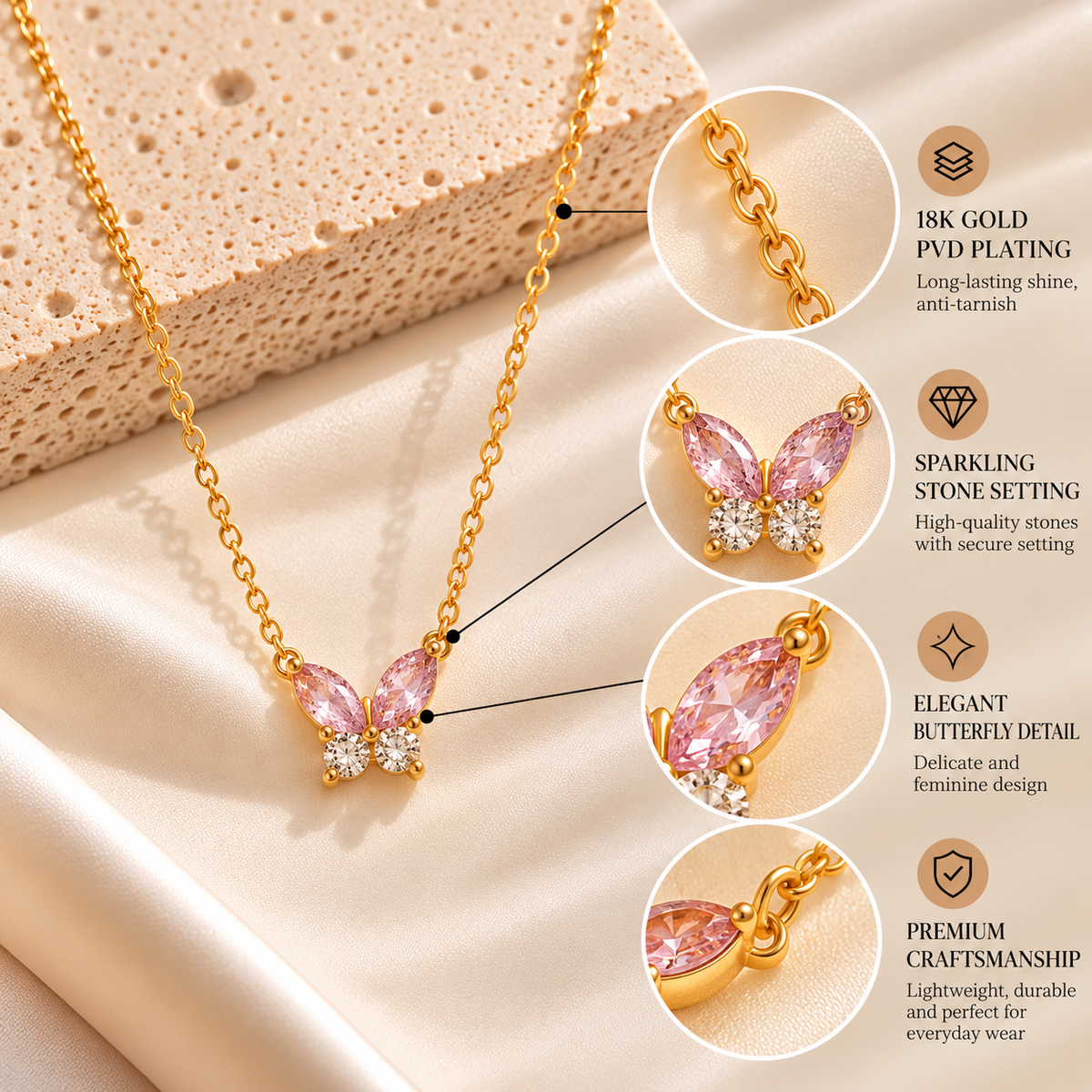 Blush Butterfly Necklace