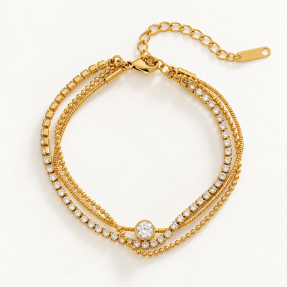 Crystal Triple-Layer Bracelet