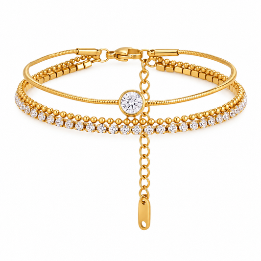 Crystal Triple-Layer Bracelet