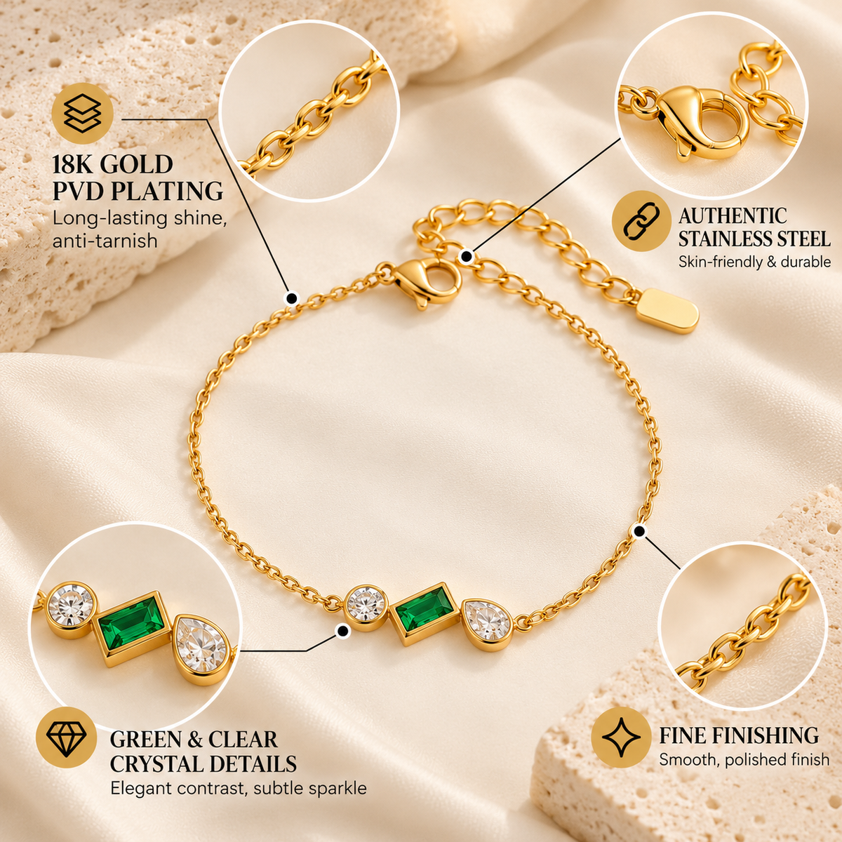 Emerald Trio Bracelet