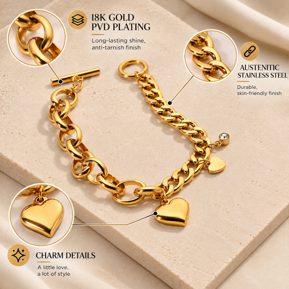 Heart Charm  Bracelet