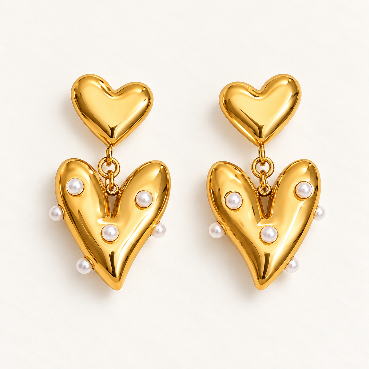 Pearl Heart Drop Earrings