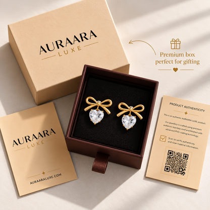 Bow & Heart Drop Earrings