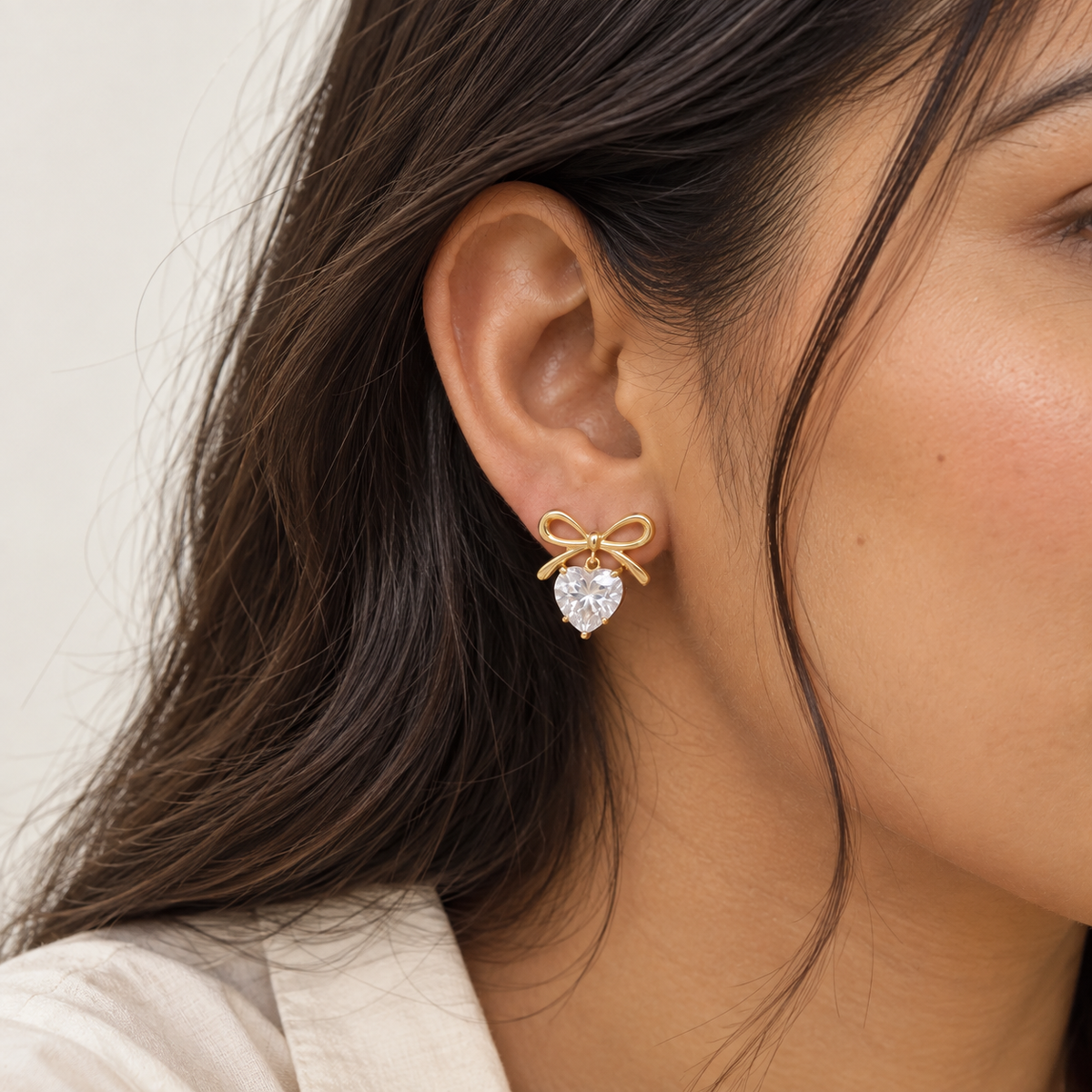 Bow & Heart Drop Earrings