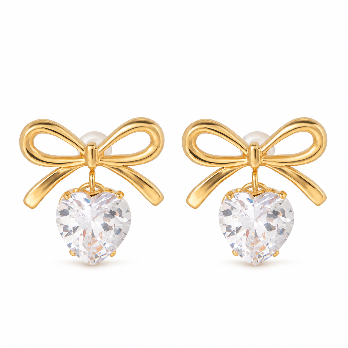 Bow & Heart Drop Earrings