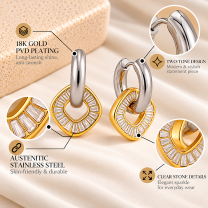 Dual Tone Halo Earrings