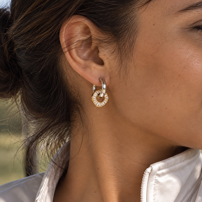 Dual Tone Halo Earrings
