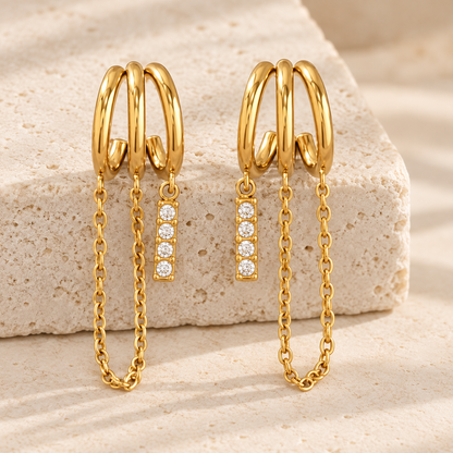 Triple Muse Chain Earrings