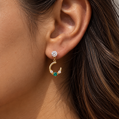 Emerald Crescent Earrings