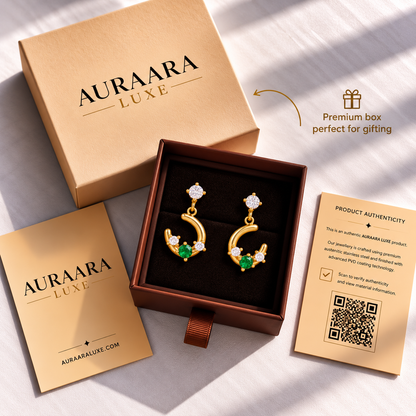 Emerald Crescent Earrings