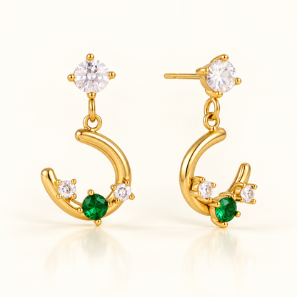 Emerald Crescent Earrings