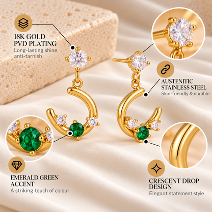 Emerald Crescent Earrings