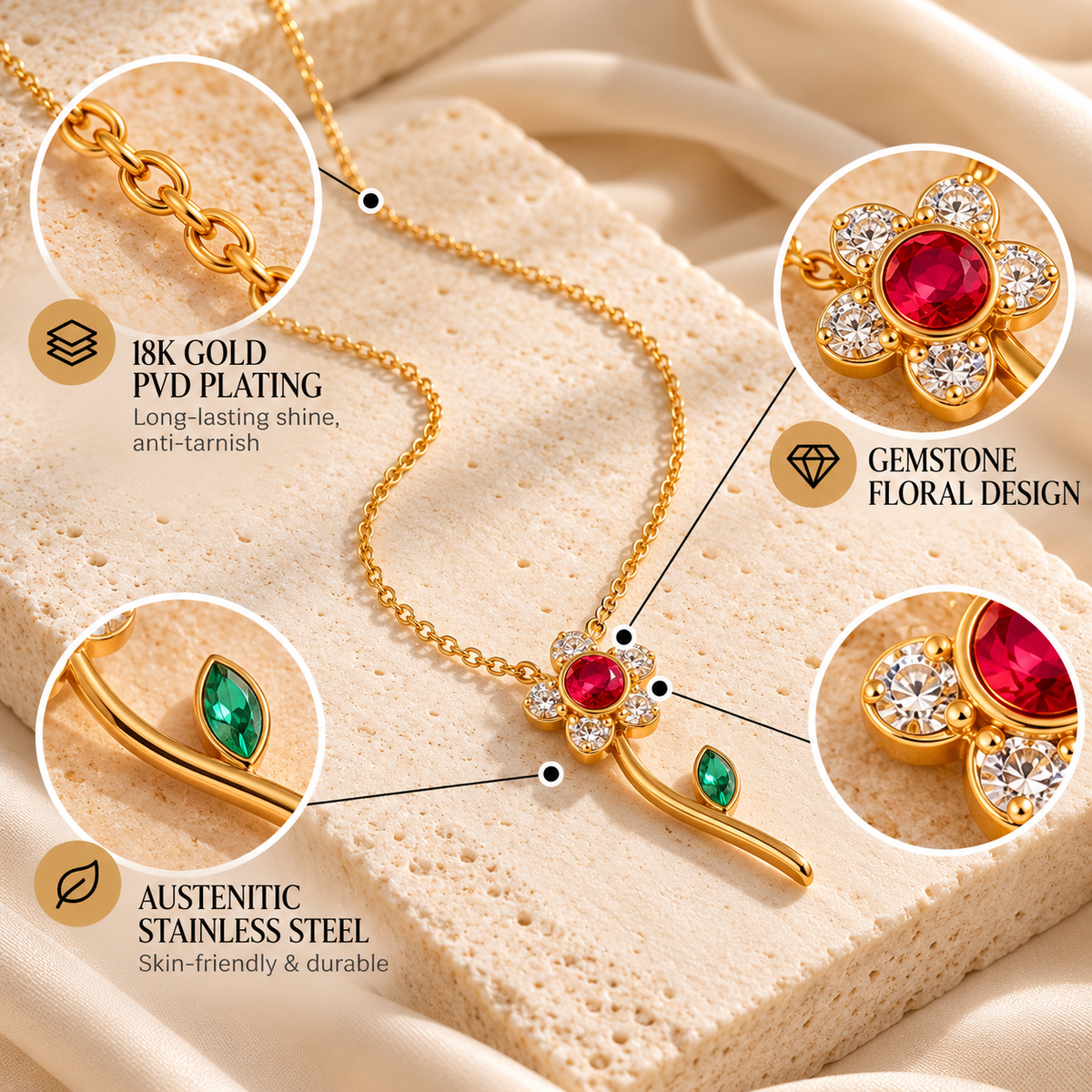Ruby Bloom Necklace