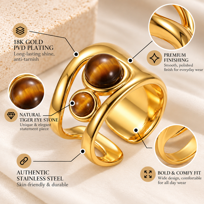 Tiger Eye Open Ring