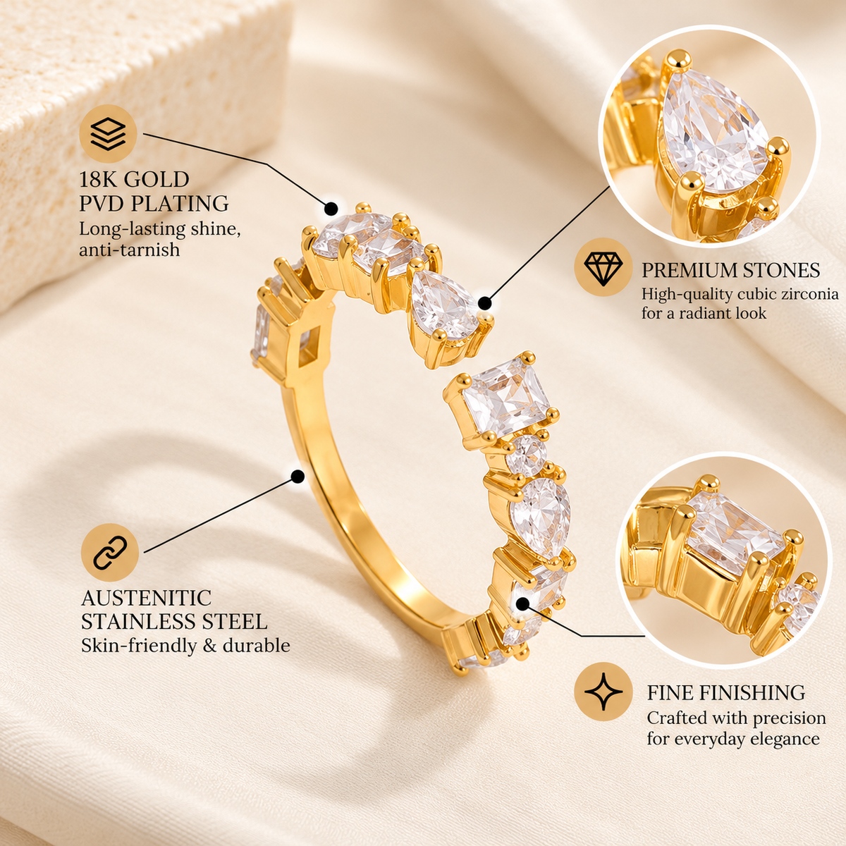 Celeste Crystal Open Ring