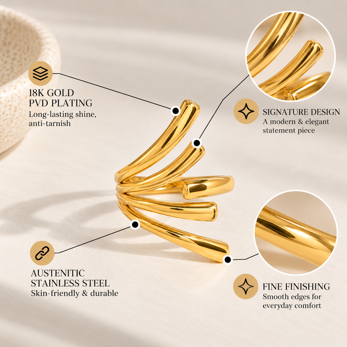 Solara Cuff Ring