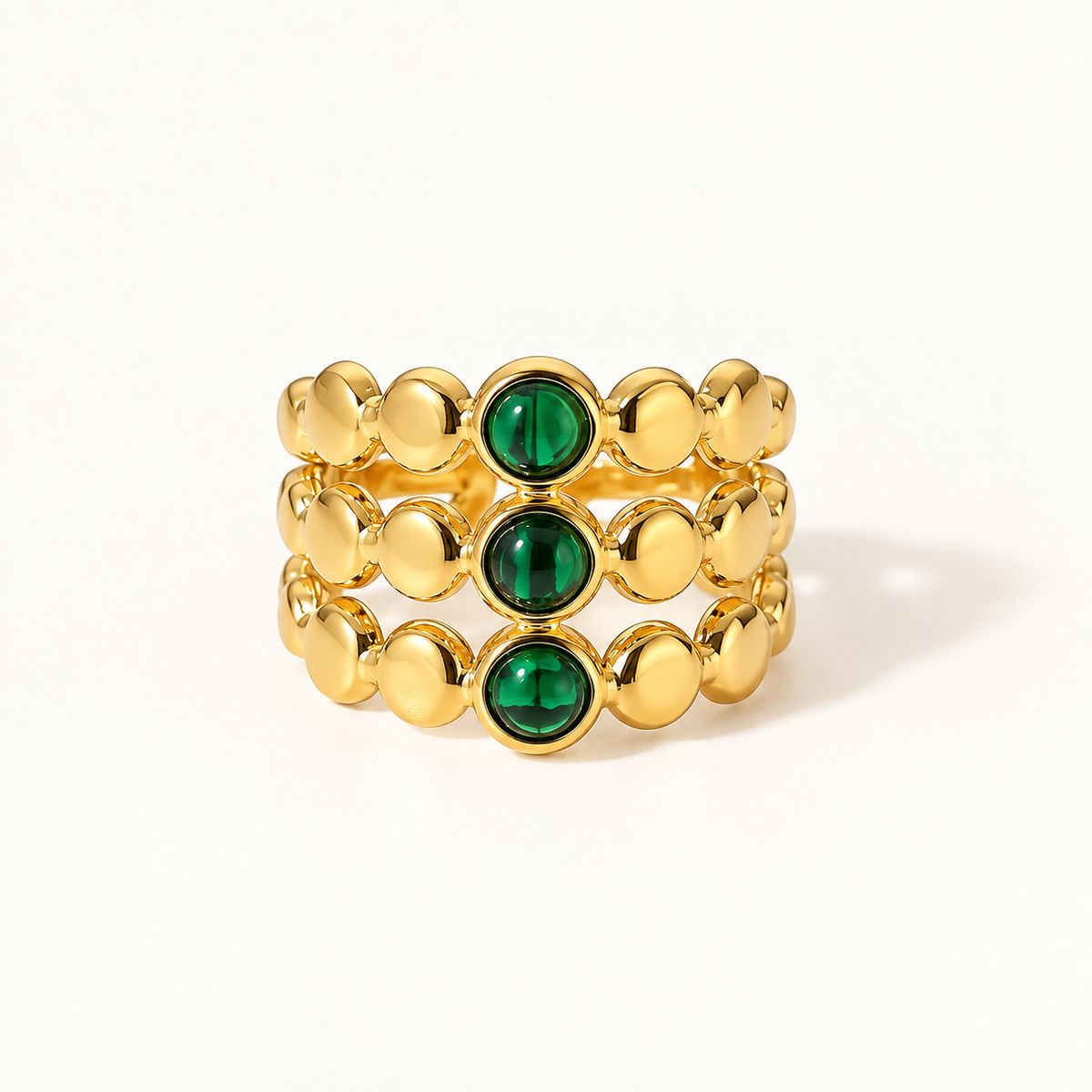 Emerald Trio Beaded Ring