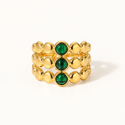 Emerald Trio Beaded Ring