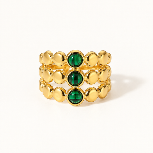 Emerald Trio Beaded Ring