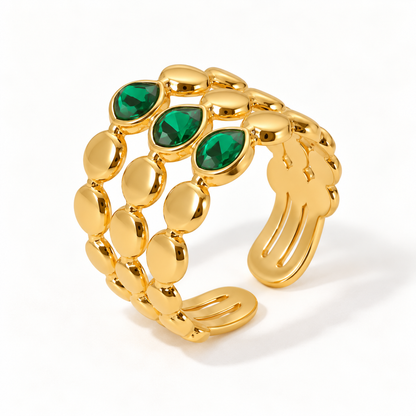 Emerald Trio Beaded Ring