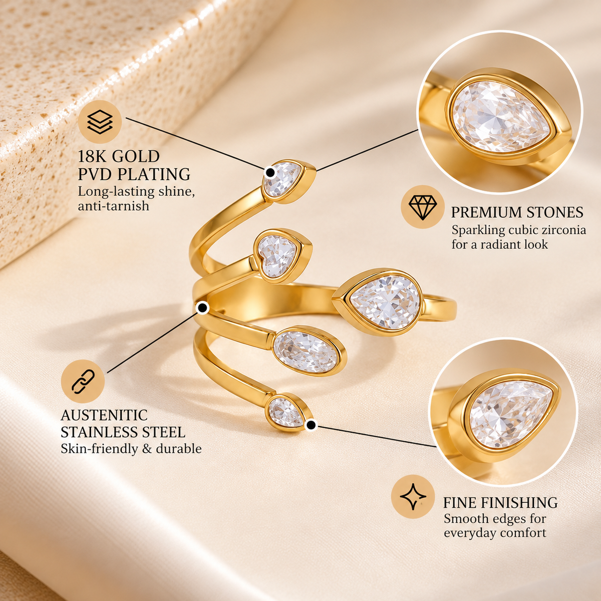Élan Crystal Wrap Ring