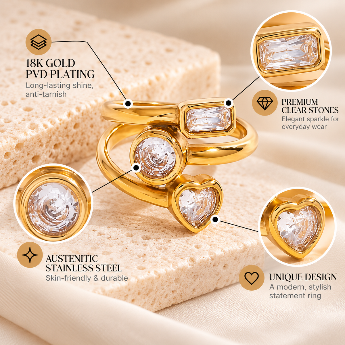 Trio Charm Ring