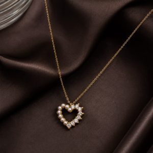 Amour Pearl & Crystal Heart Necklace