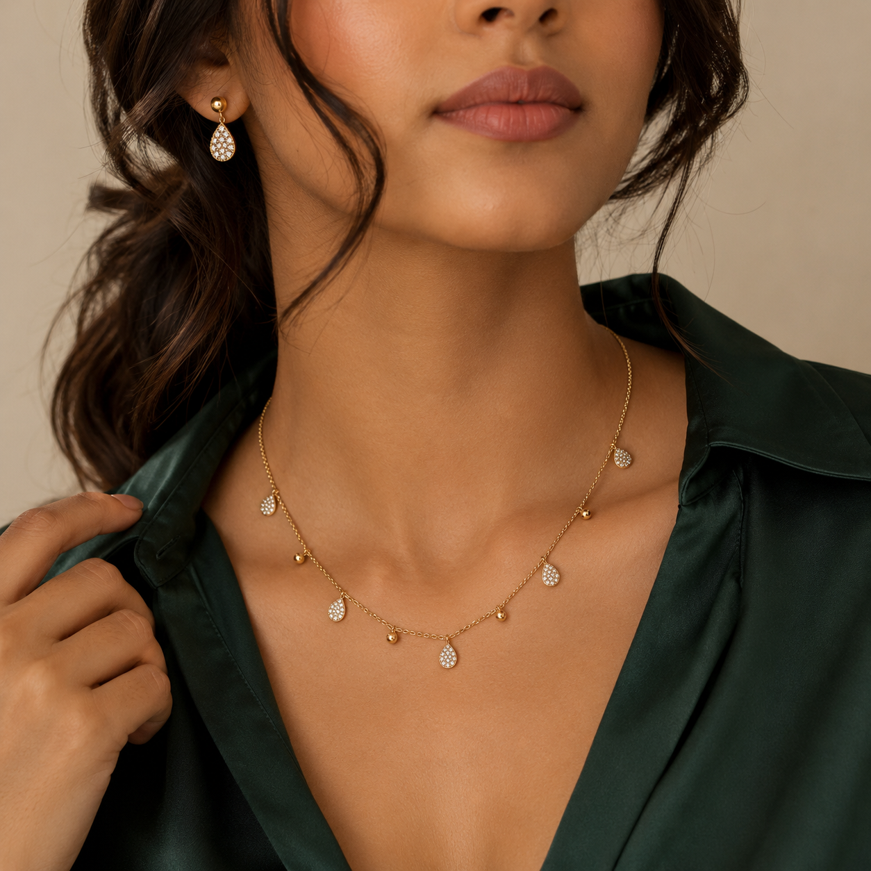 Celeste Crystal Drop Necklace - Image 3