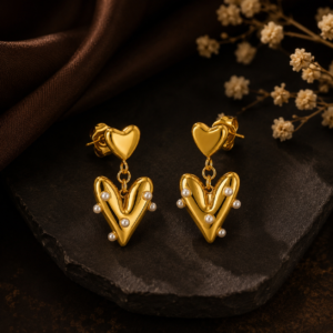 Amora Pearl Heart Drop Earrings