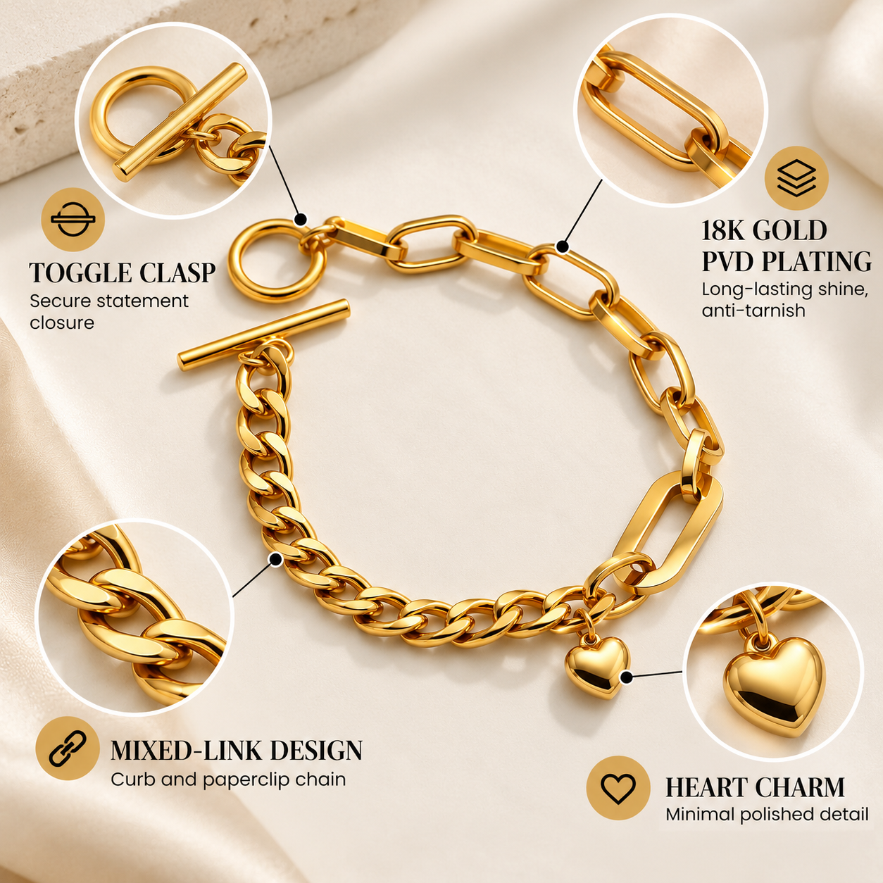 Nova Link Heart Bracelet - Image 4