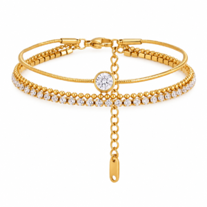 Crystal Triple-Layer Bracelet