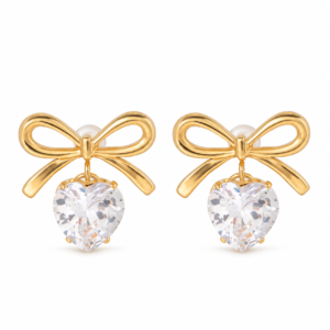Bow & Heart Drop Earrings