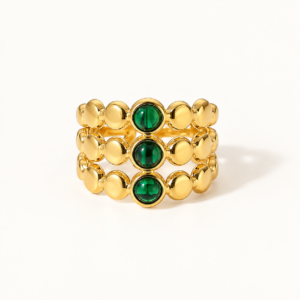 Emerald Trio Beaded Ring